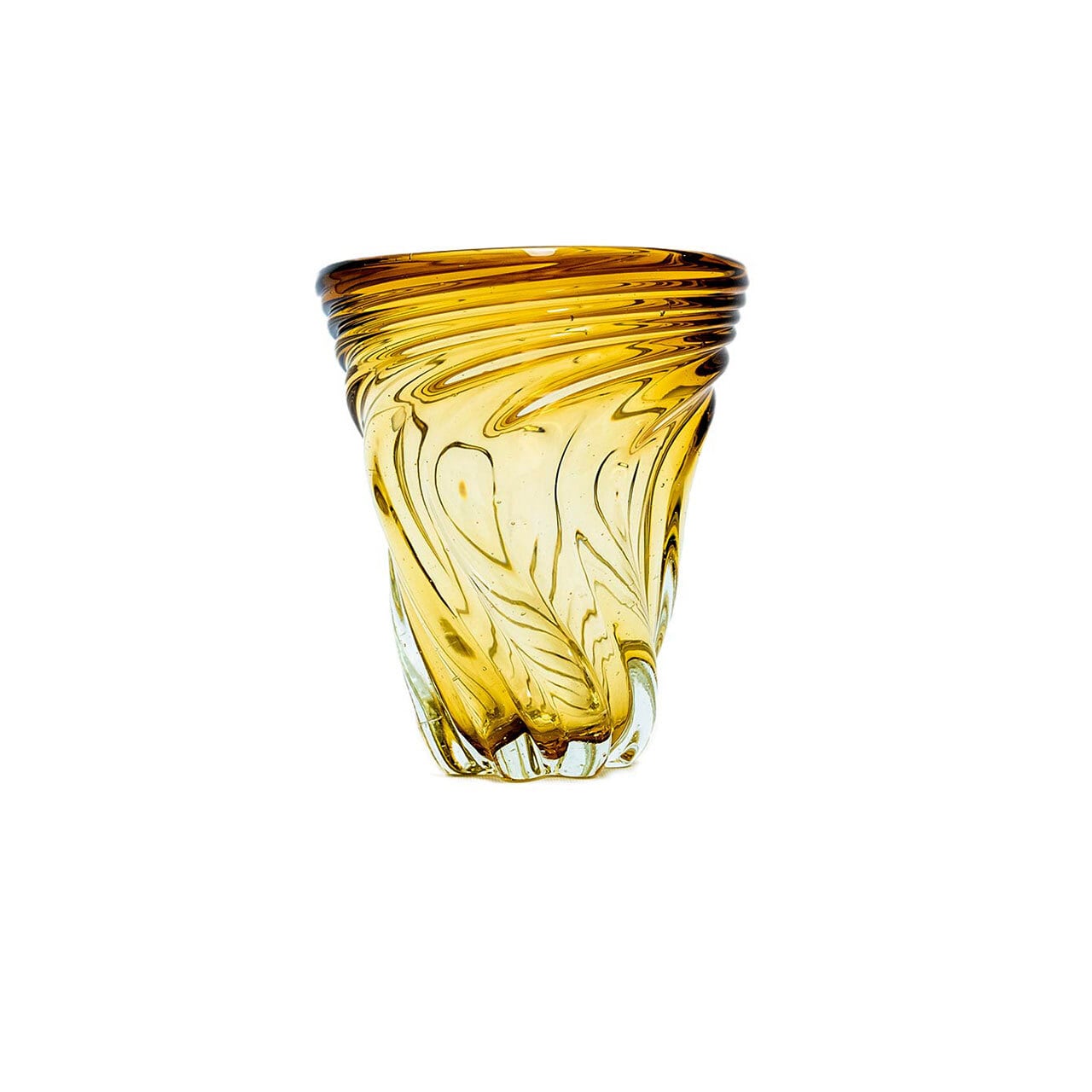 波模様のガラス容器 金色の縁取り ガラス工房清天】Sモールグラス 茶色 [琉球ガラス] | 【琉球ガラス】と