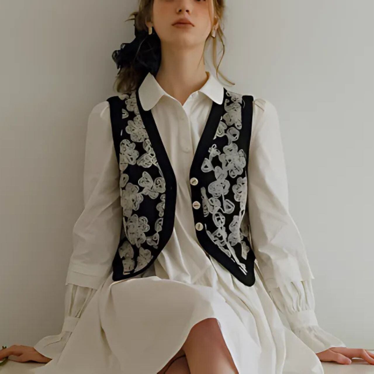 Flower Embroidery Vest F0276