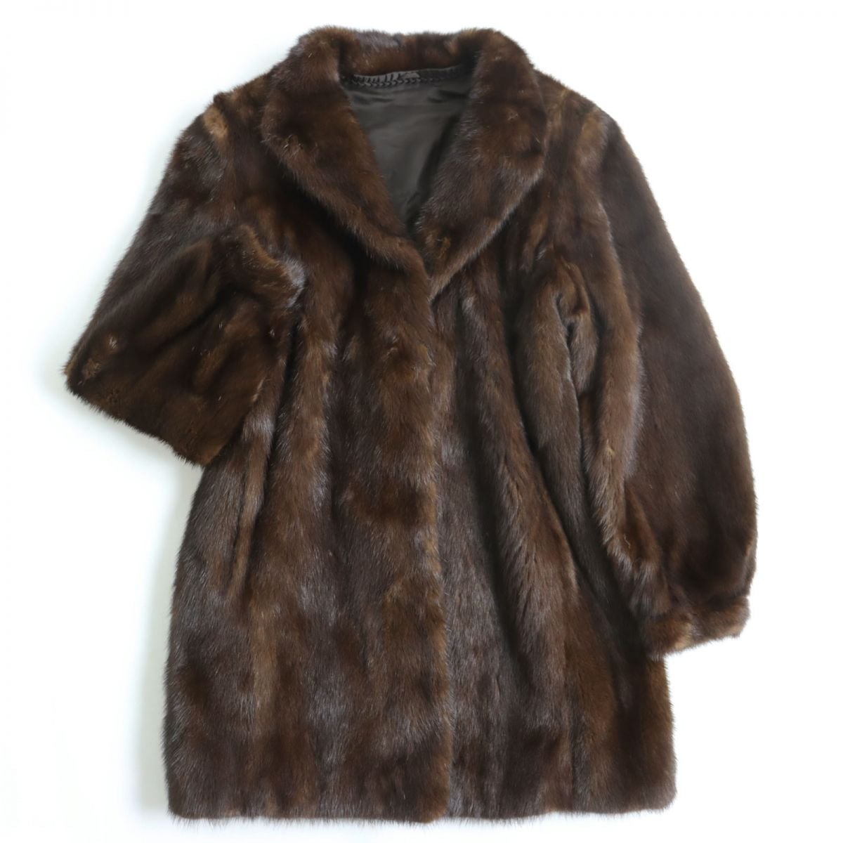 毛皮のショートコート 美品△MINK ミンク 裏地花柄刺繍 デザイン