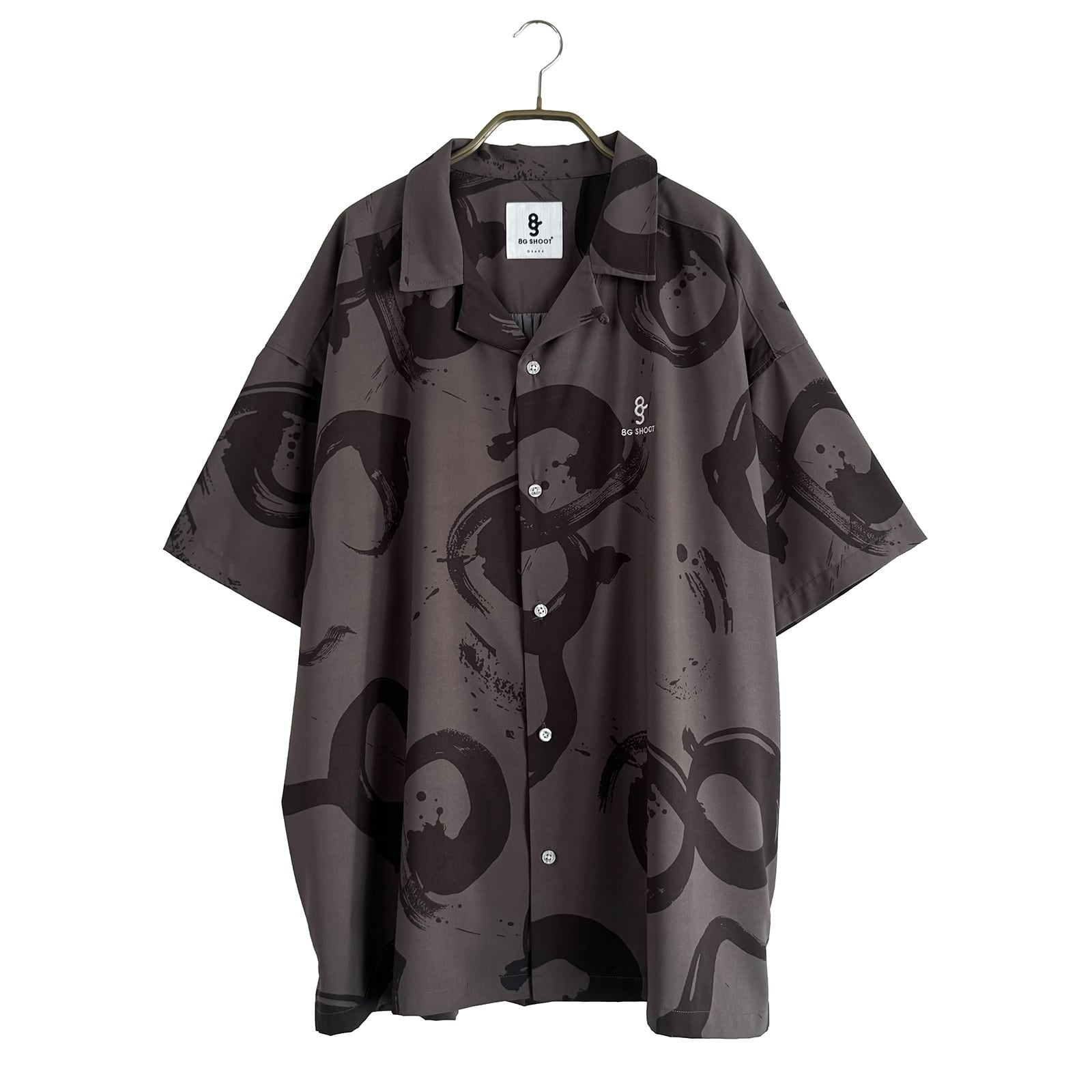 CALLIGRAPHY PATTERN ALOHA SHIRTS -CHARCOAL-