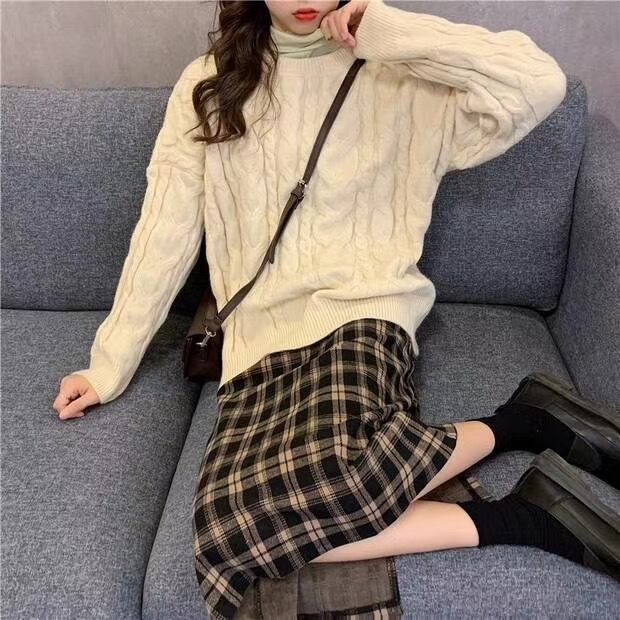 バッグスリットチェックスカート