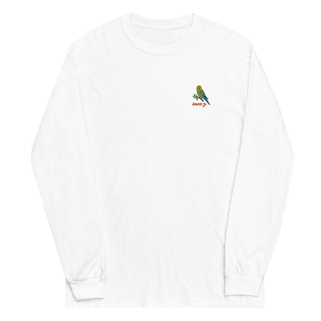 inco-z | 長袖Tシャツ 刺繍シンプルセキセイdesign In00068（White）
