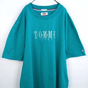 トミージーンズ　Tシャツ　半袖　刺繍　ビッグロゴ　オーバーサイズ　グリーン　XL