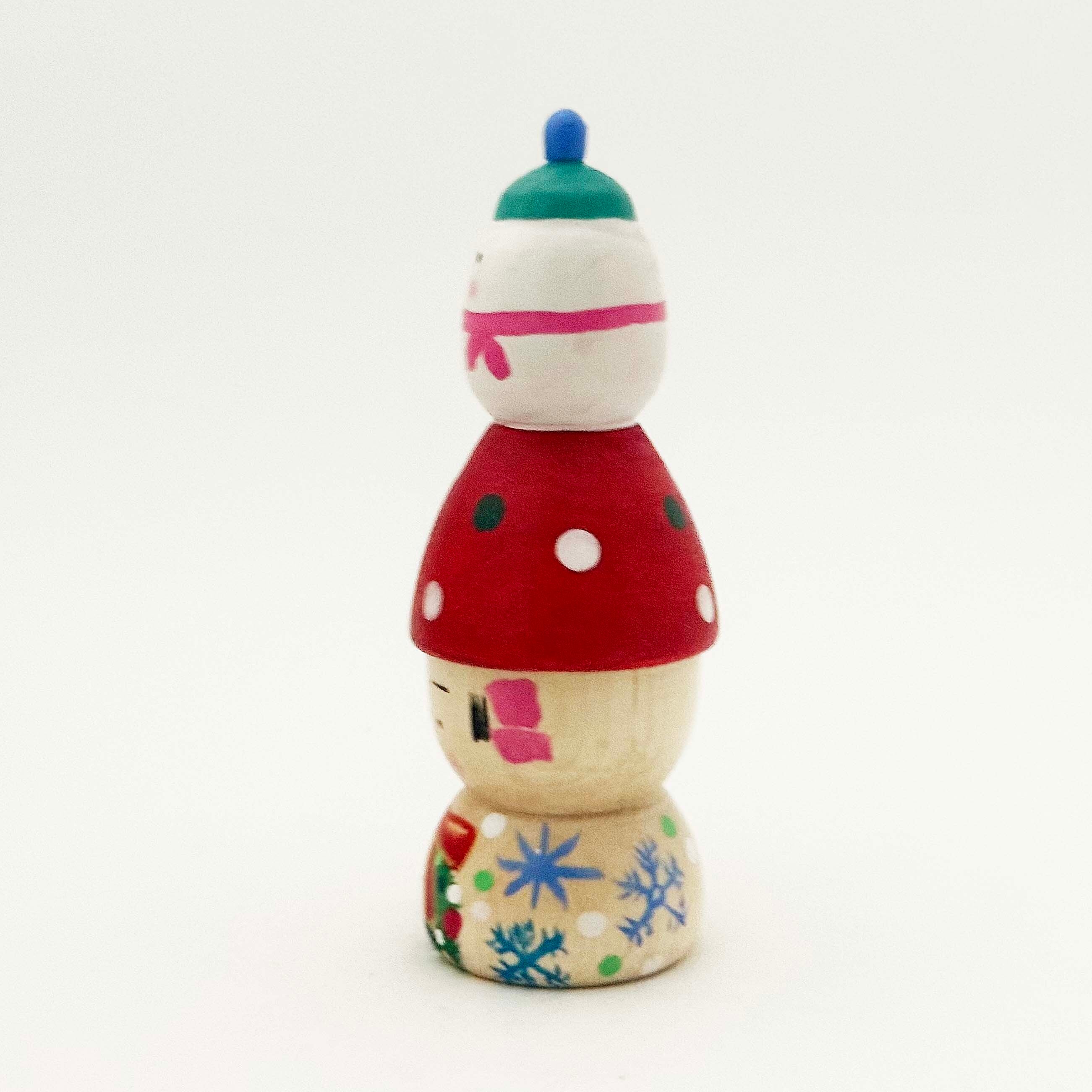 クリスマスこけし（独立系 / 志田菊宏工人）スノーマンと一緒