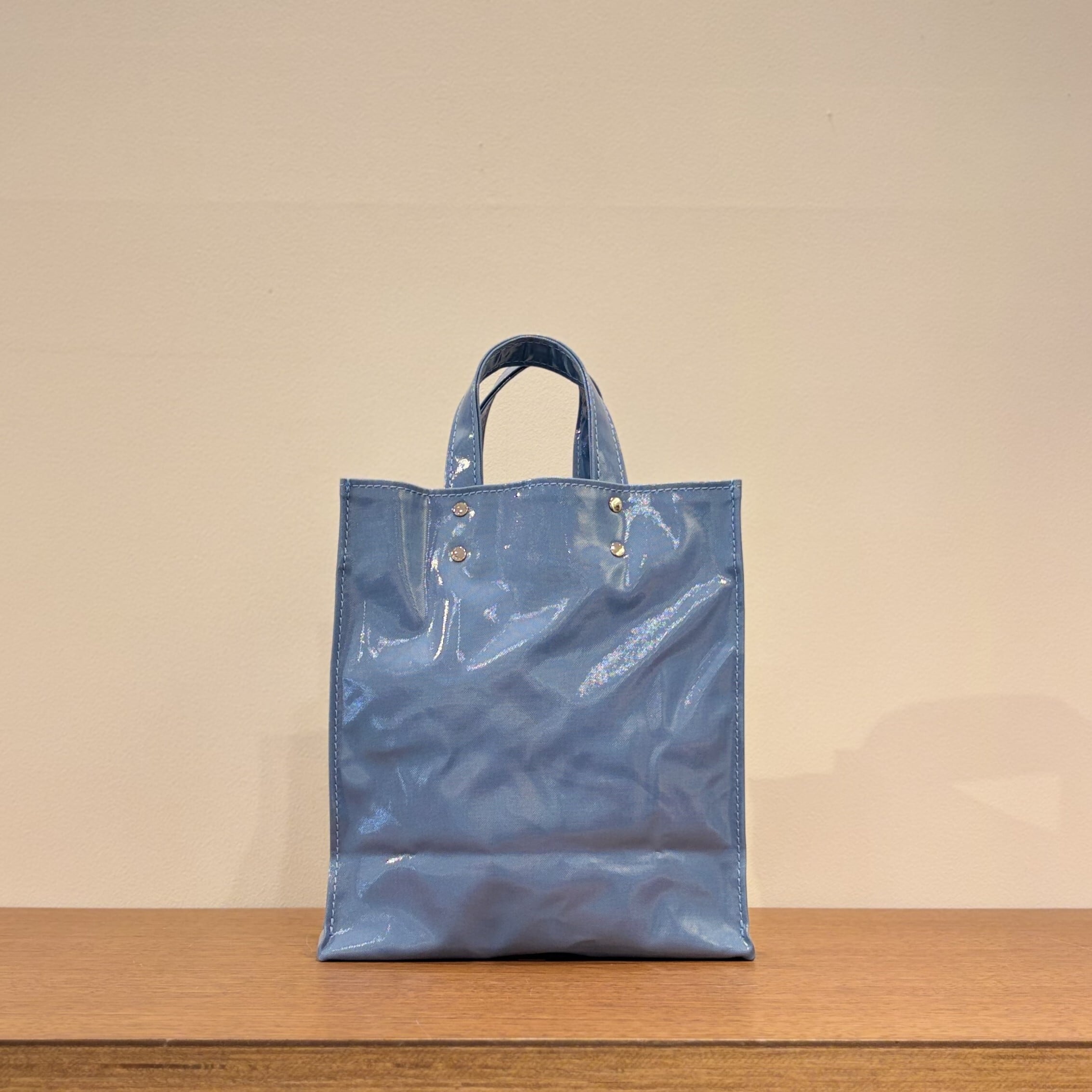 TEMBEA│PAPER TOTE SMALL | LT-OLIVE / CELESTE-BLUE / CHECK LT-BLUE