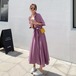 シャツワンピース レディース ワンピース ロングワンピース ロング丈 襟あり ウエストリボン ボタン 半袖 シンプル 無地 カジュアル お出かけ おしゃれ 春夏 シフォンワンピース ポロ襟 女性