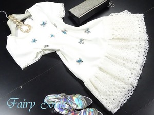 ★★送料無料★9～11号（M～L)★シルク☆ビジュー飾りのワンピース(OPN7369)