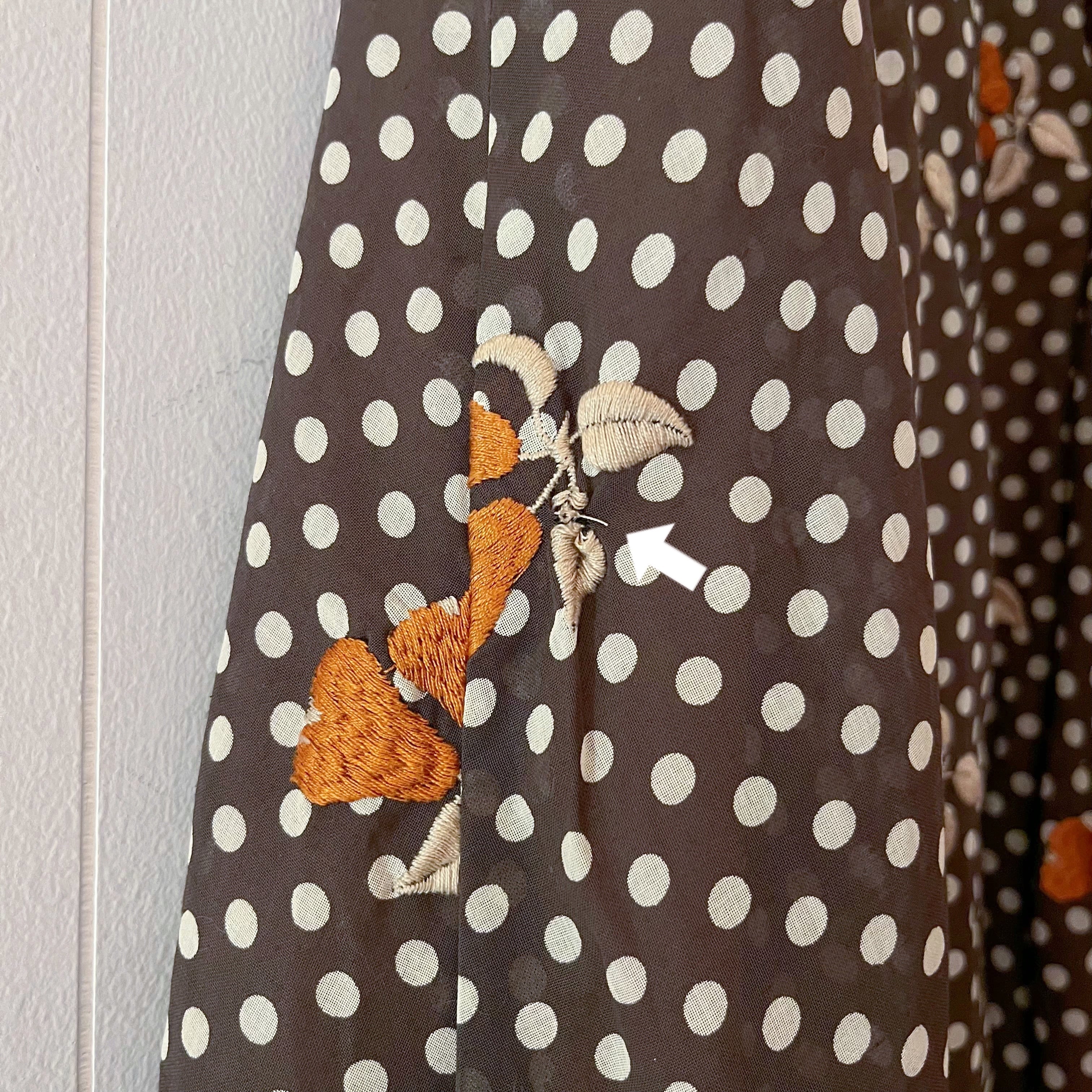 fruit embroidery brown dot one-piece