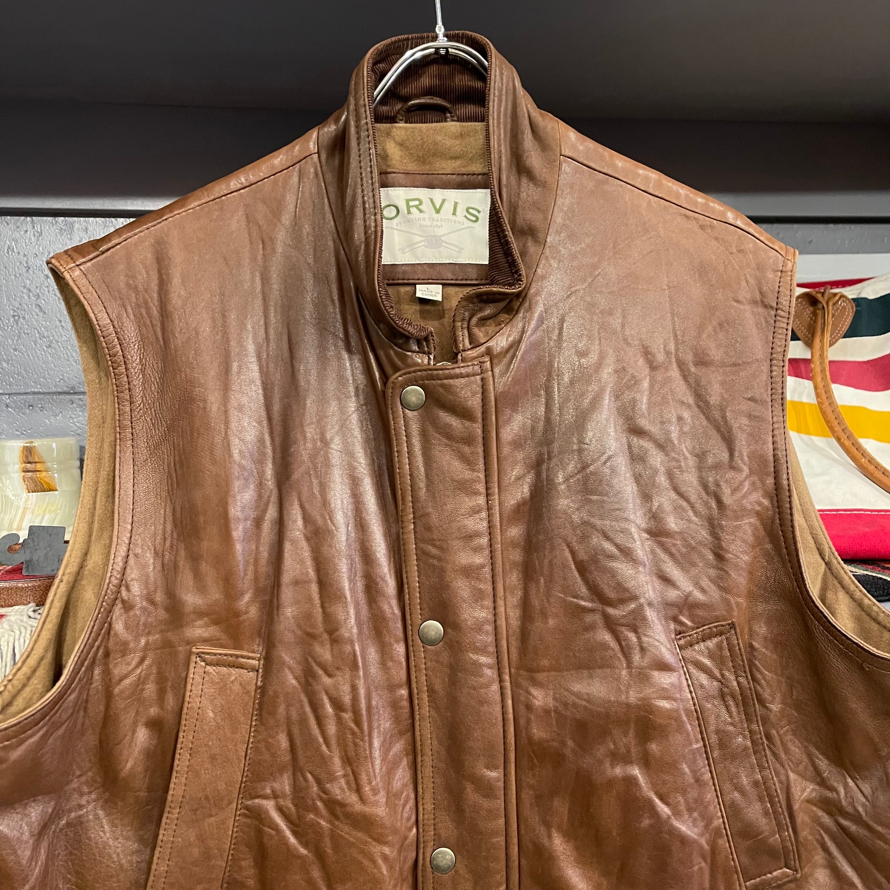 90s ORVIS Leather Vest | VOSTOK