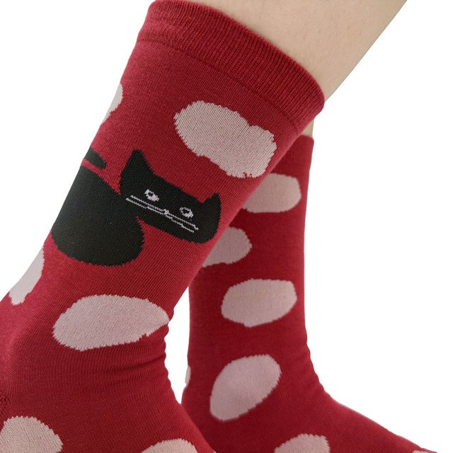 【JIN KITAMURA】北村人 SOCKS DOT POODLE ソックス ドット 黒猫
