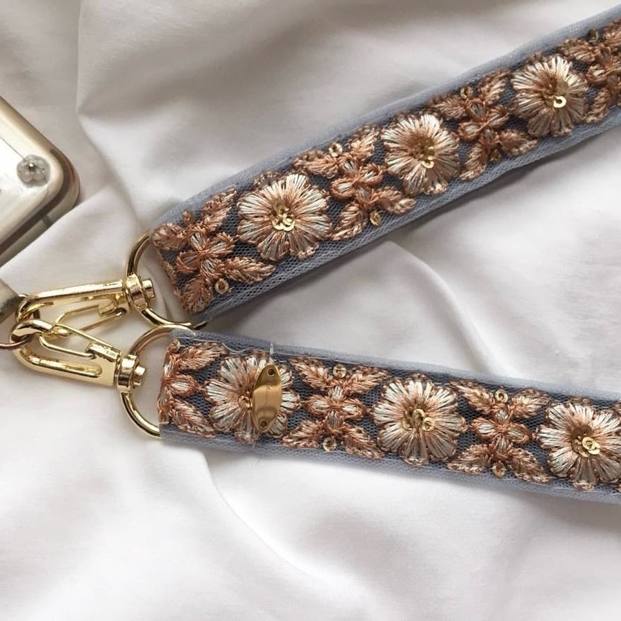 インド刺繍リボンのショルダーストラップ