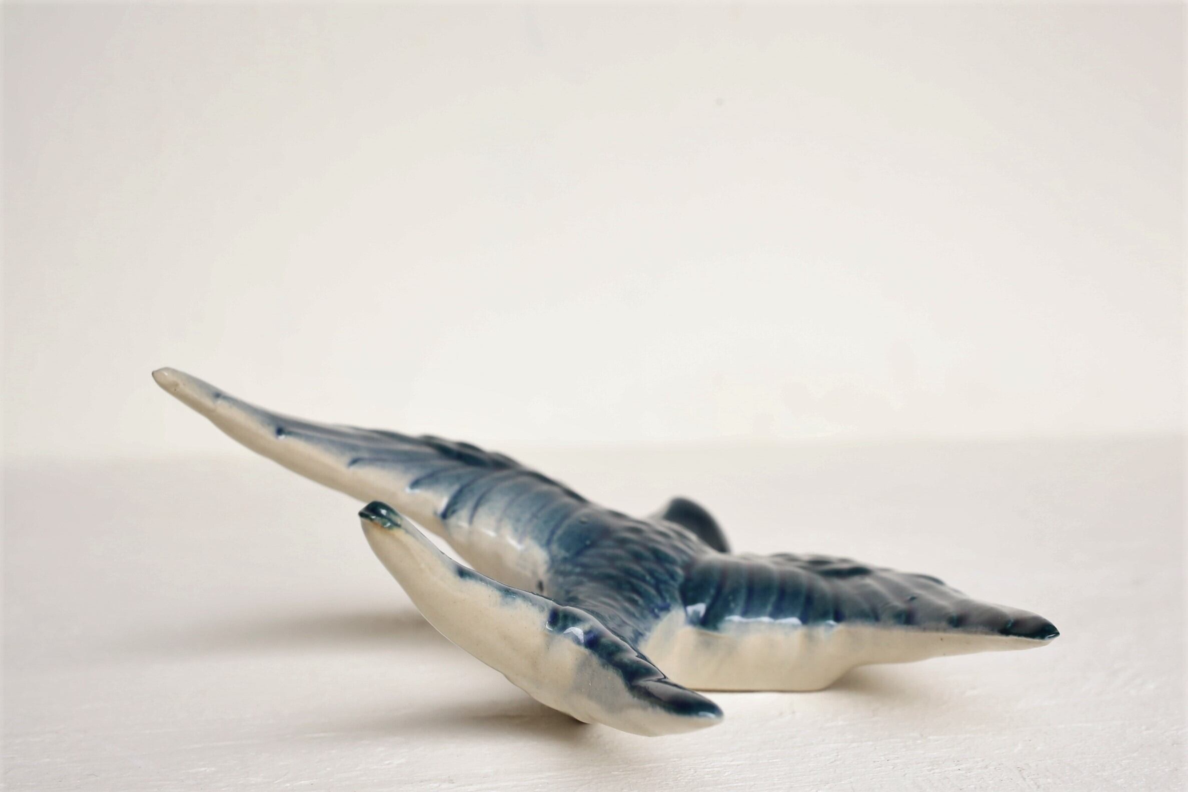 フランス アンティーク ヴィンテージ 陶器製 ツバメ 壁掛け ブルー N