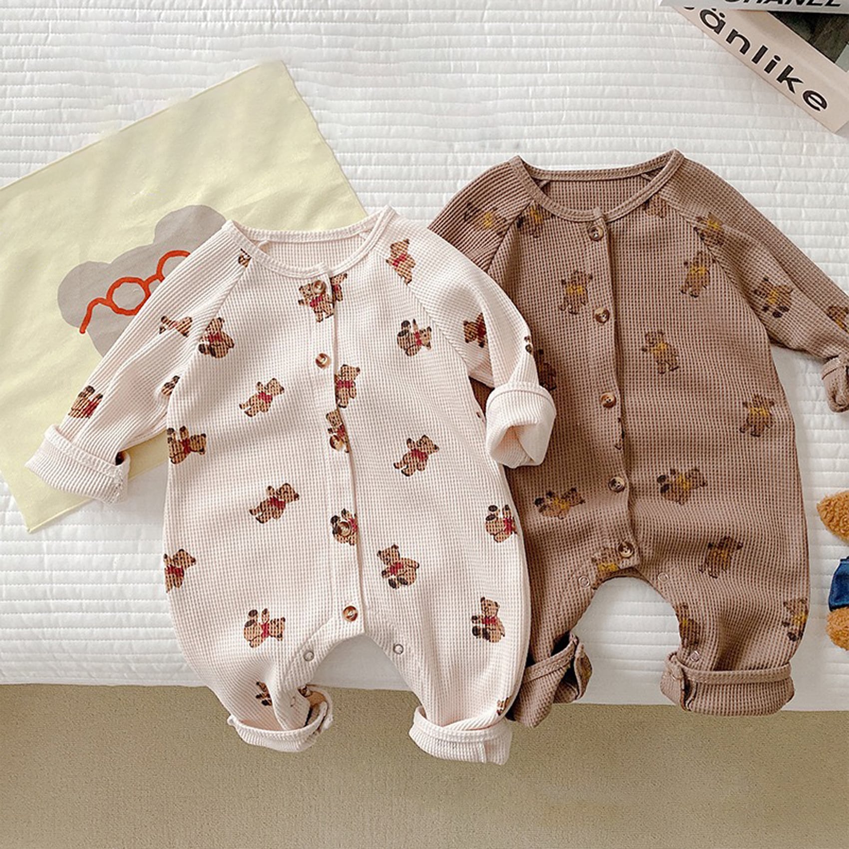 【BABY】テディベア柄オールインワン 全2色