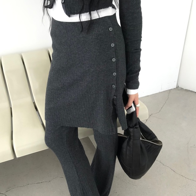 【予約】rib knit skirt/2color