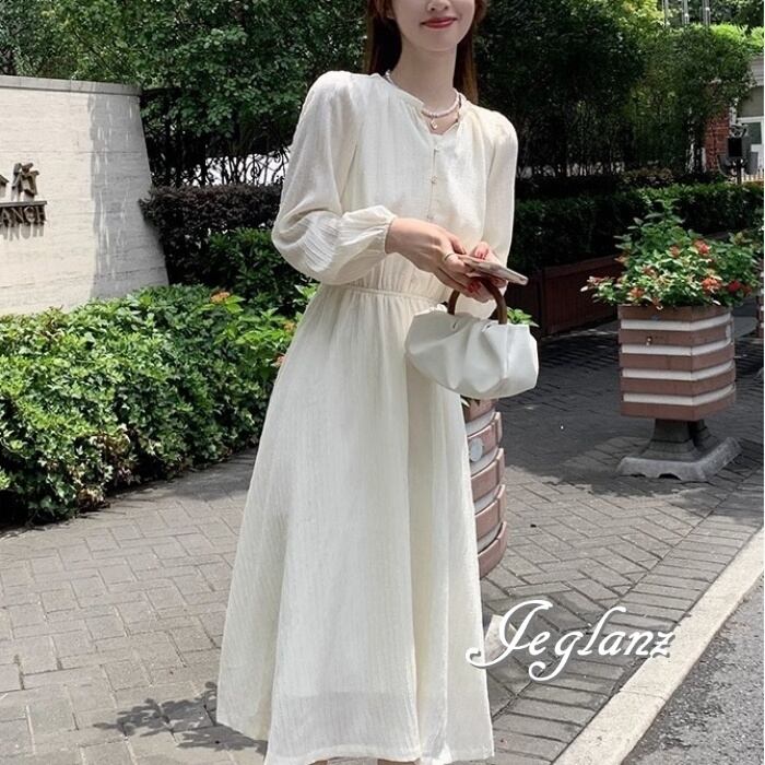 清楚 ワンピース ドレス ボタン 肌透け きれいめ シンプル(M7820)α