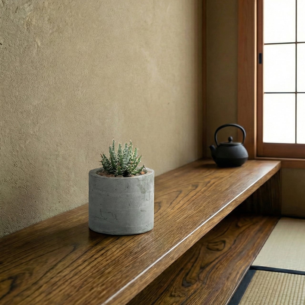 アロエ・メラナカンサ 鋭い黒棘と立体的な葉姿を楽しむ希少種|一点物ハンドメイドモルタル鉢セット インテリアグリーン【虫発生抑制用土】