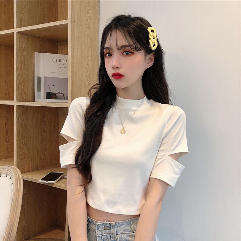 ハイウェストショートトップス サマーTシャツ 夏物 萌量不足22589344451