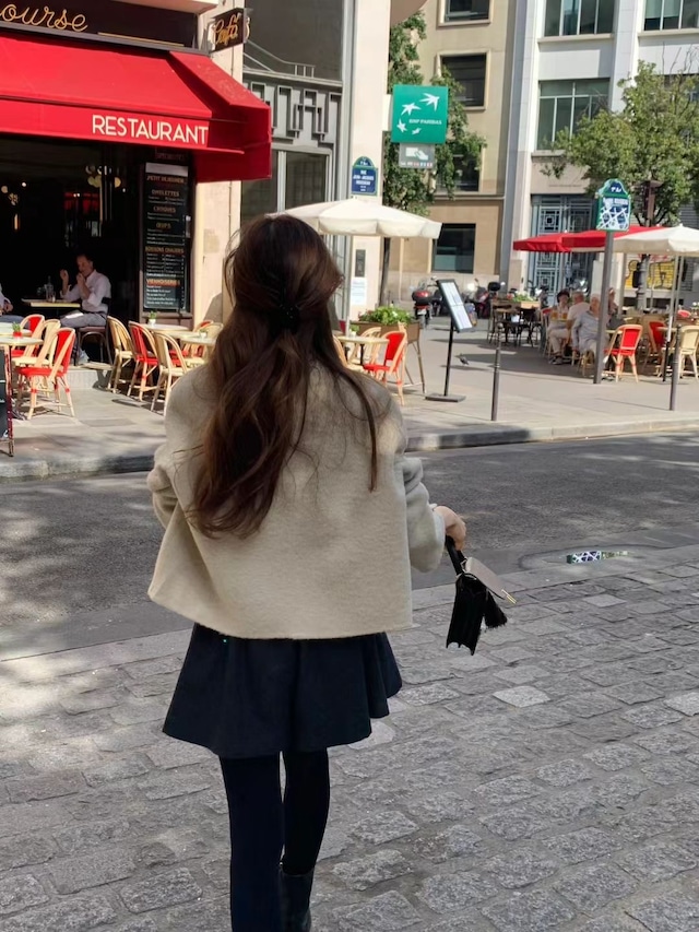 (OUNCE) HM babyalpaca nocollar short jacket / 2color