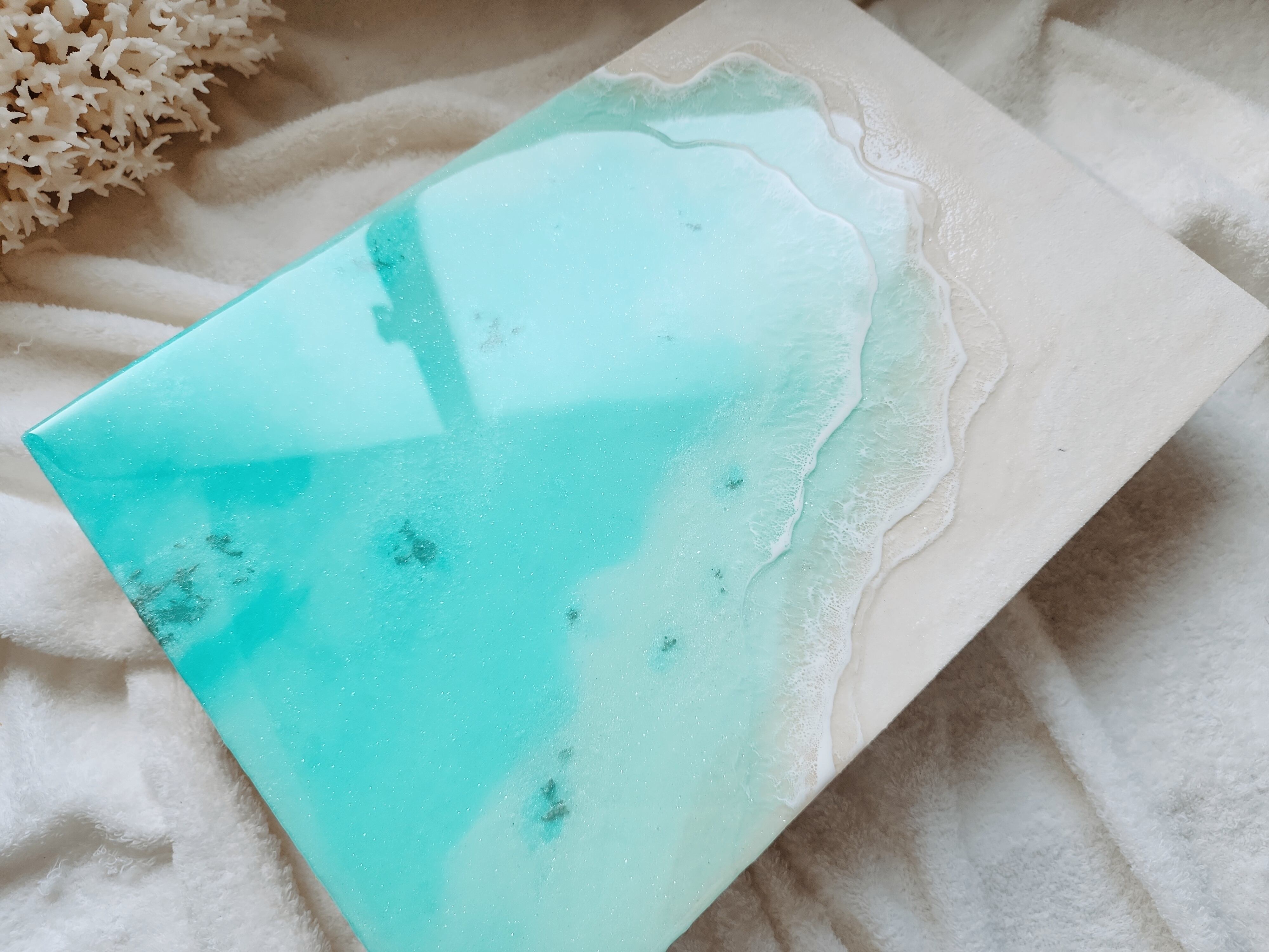 407.オーシャンレジンアート B4パネル(コーラルパターン入り)