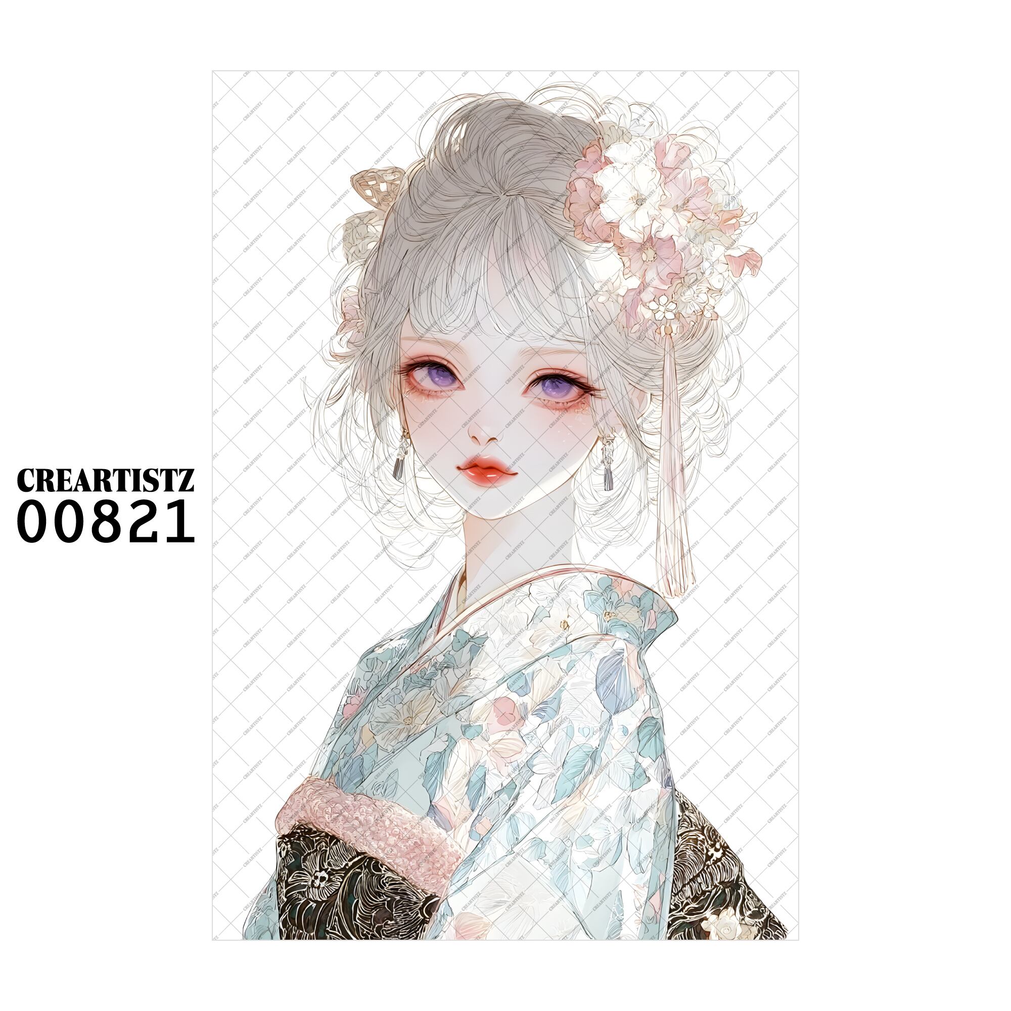 00821 ガール キュート オリジナル ペーパー/ステッカー 4枚セット CREARTISTZ