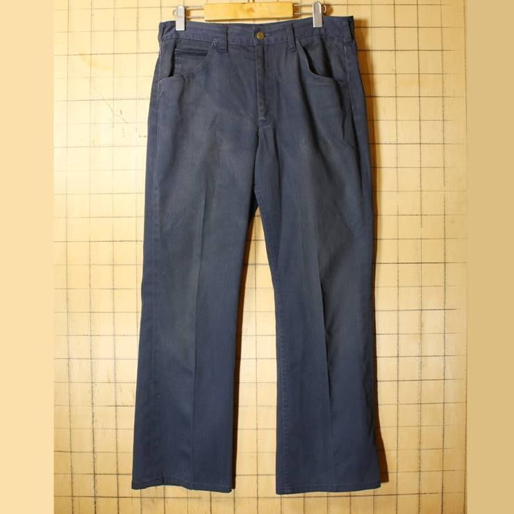 70s USA製 Lee リー フレア スラックス パンツ ブーツカット ブラック 黒 W32相当 アメリカ古着 021021aw29 古着屋ataco  garage