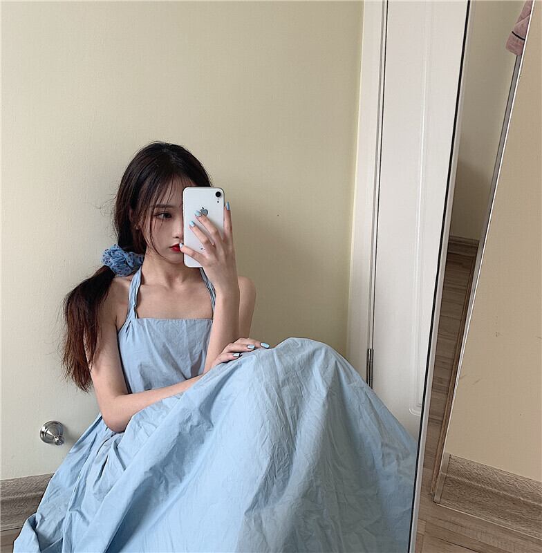サマーブルースカート リボンドレス スリム薄手 夏物 萌量不足97194332889