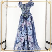 パーティドレス ワンピース 演奏会 カラードレス 発表会 パーティ Da Vistosa ドニャヴィストーサ ネイビー系 パープル系 紺 青 華やか 大人 女性 結婚式 二次会 フォーマル おしゃれ