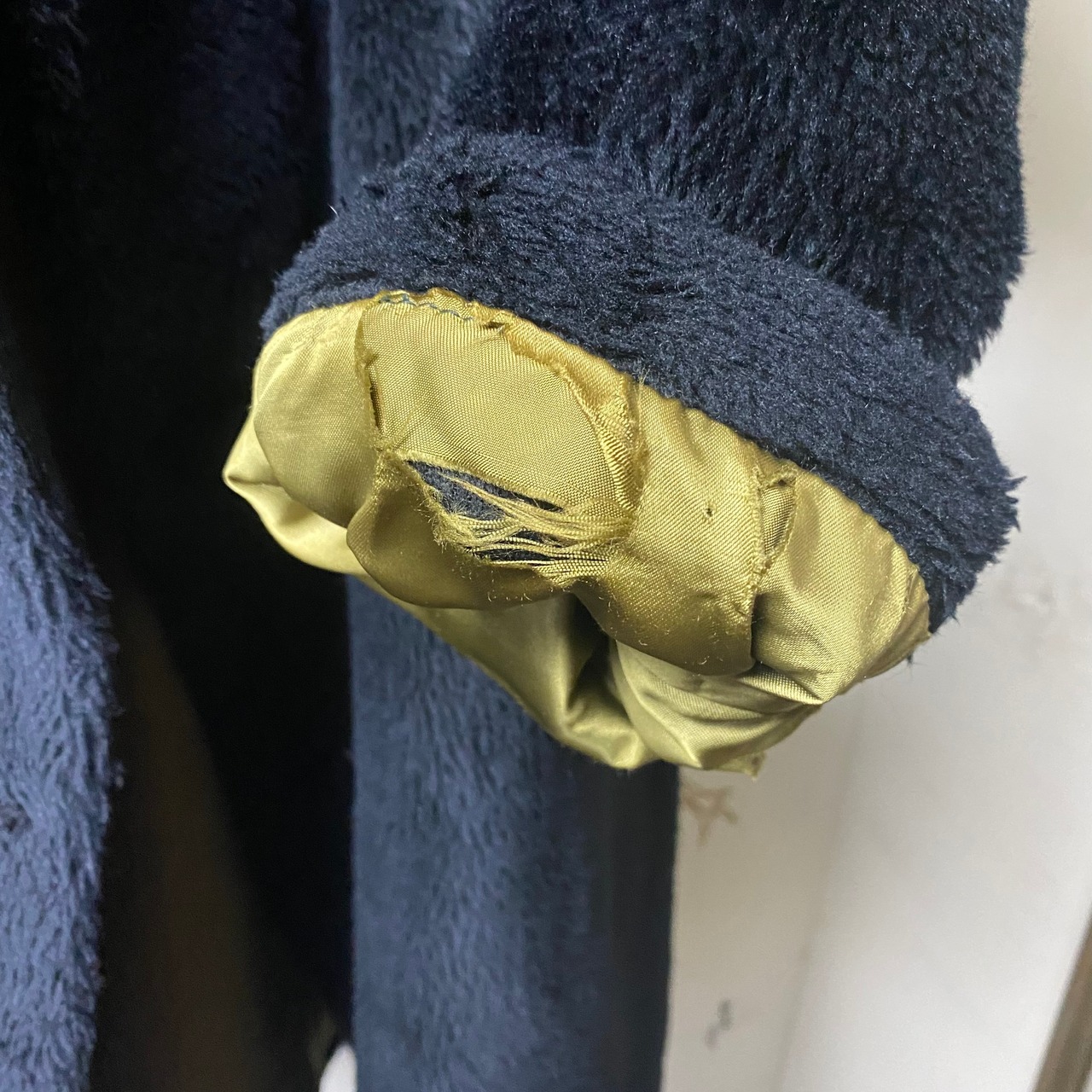 vintage ~1970’s black fake fur coat