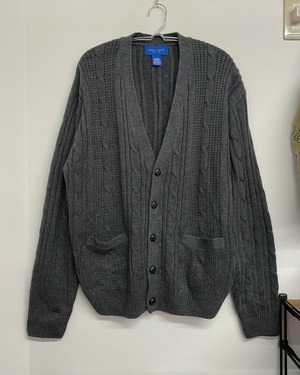80sTowncraft Acrylic Cable Knit Cardigan/L