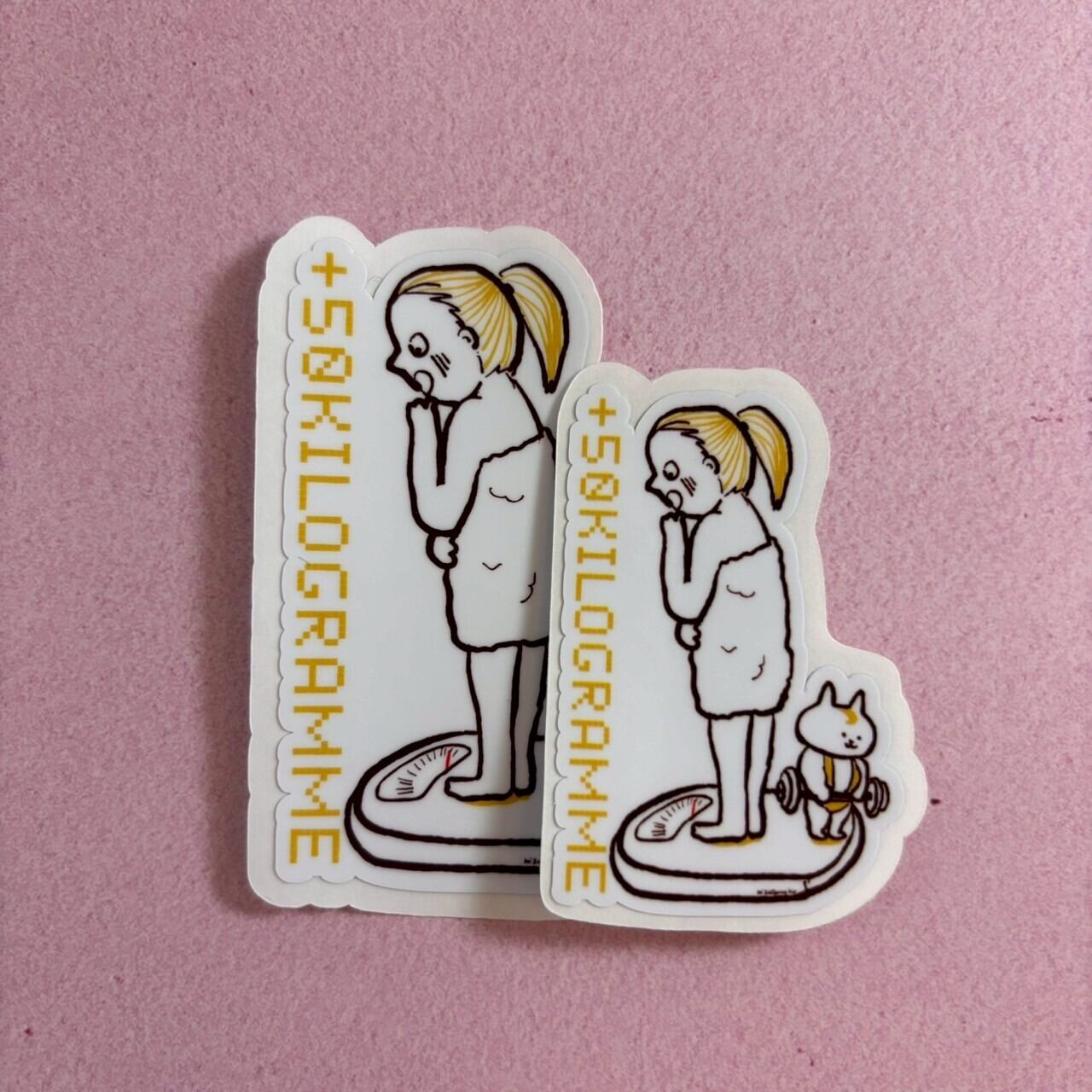 【バーベル体重計ねこ】ステッカー(2枚入り)