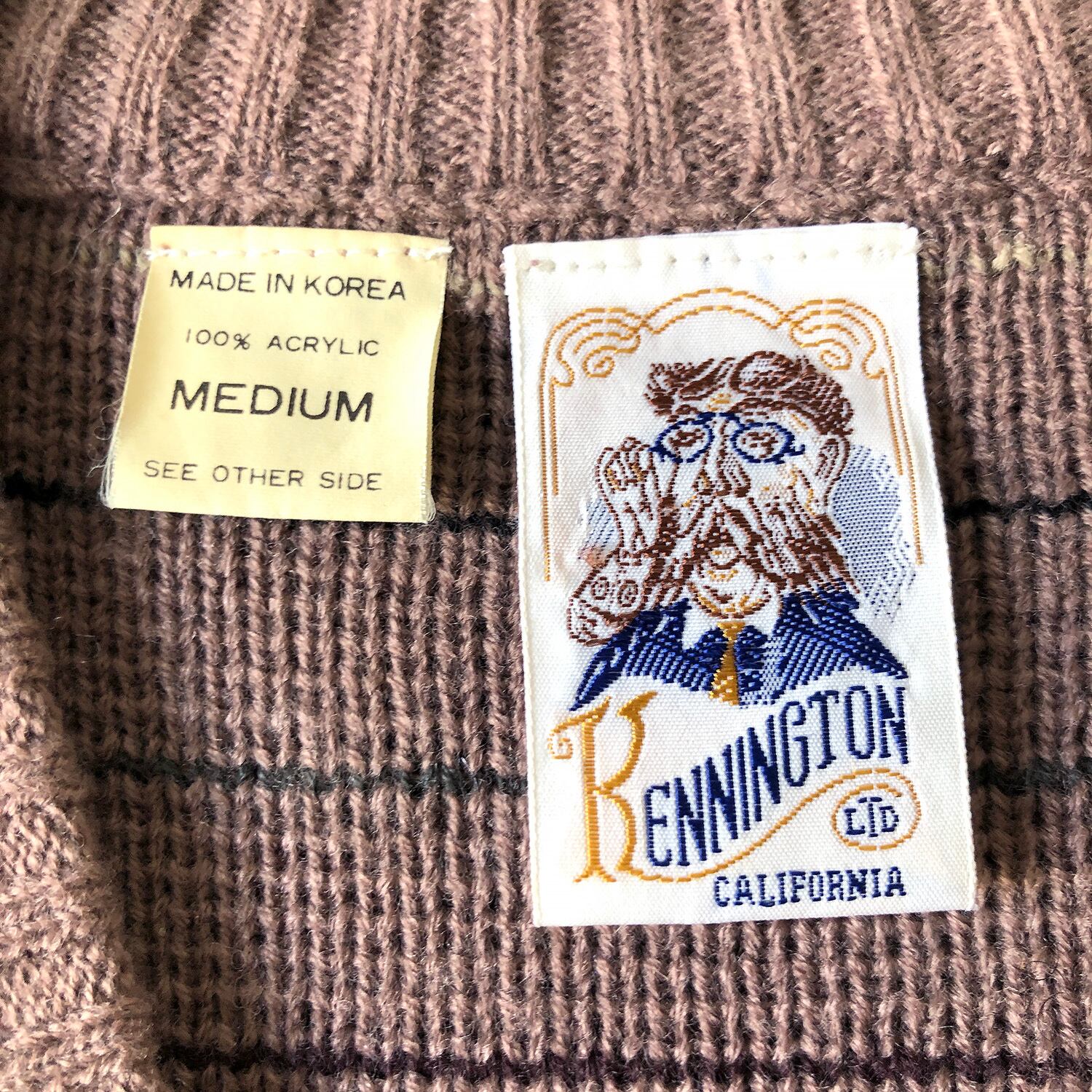 80s 90s KENNINGTON ケニントン Vネック総柄 ニット セーター