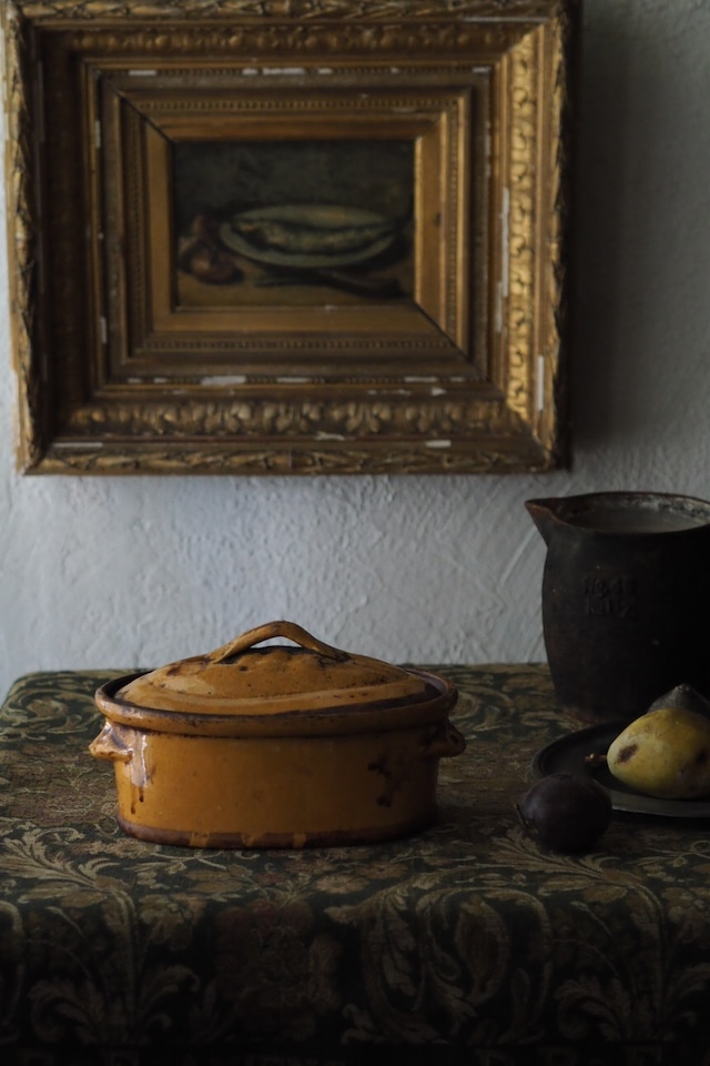 南仏テリーヌポット-antique pottery pot