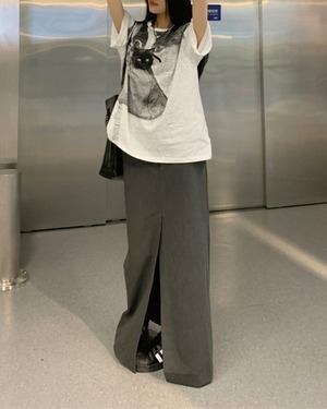 キャットグラフィックプリント Tシャツ A1009