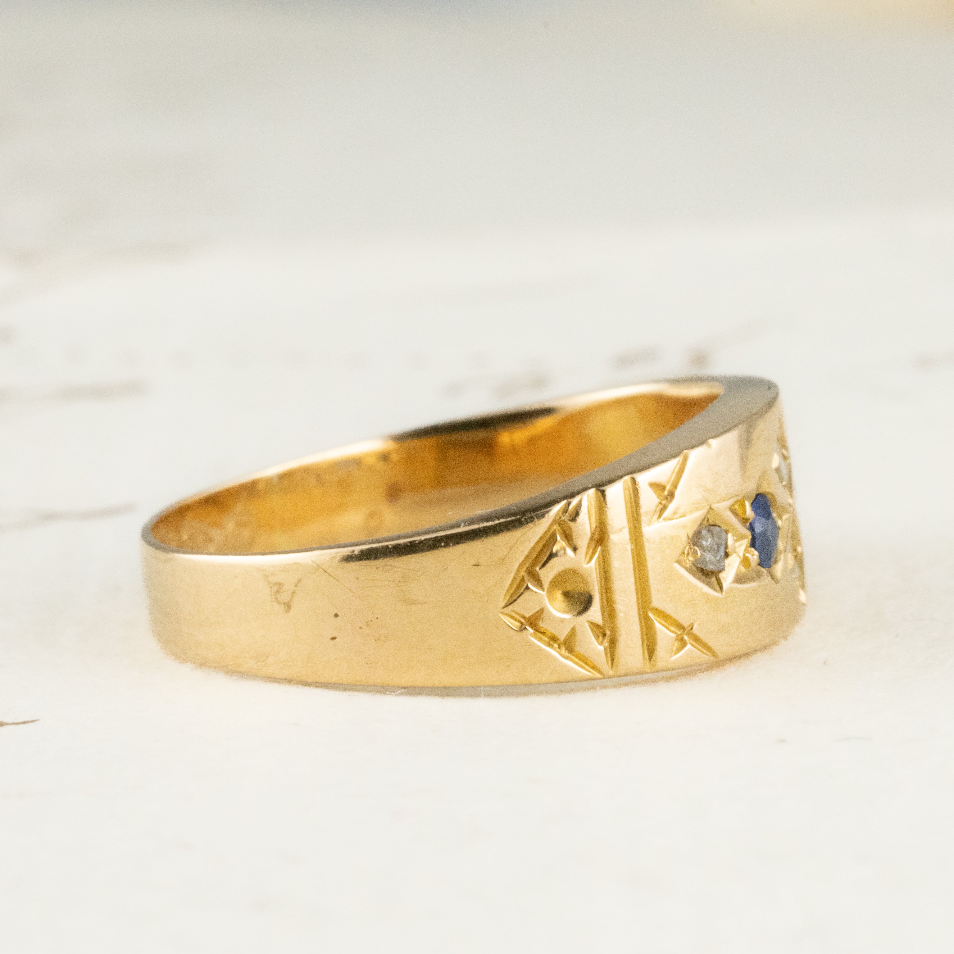 イギリス アンティーク リング 1899 K18 ダイヤ サファイヤ