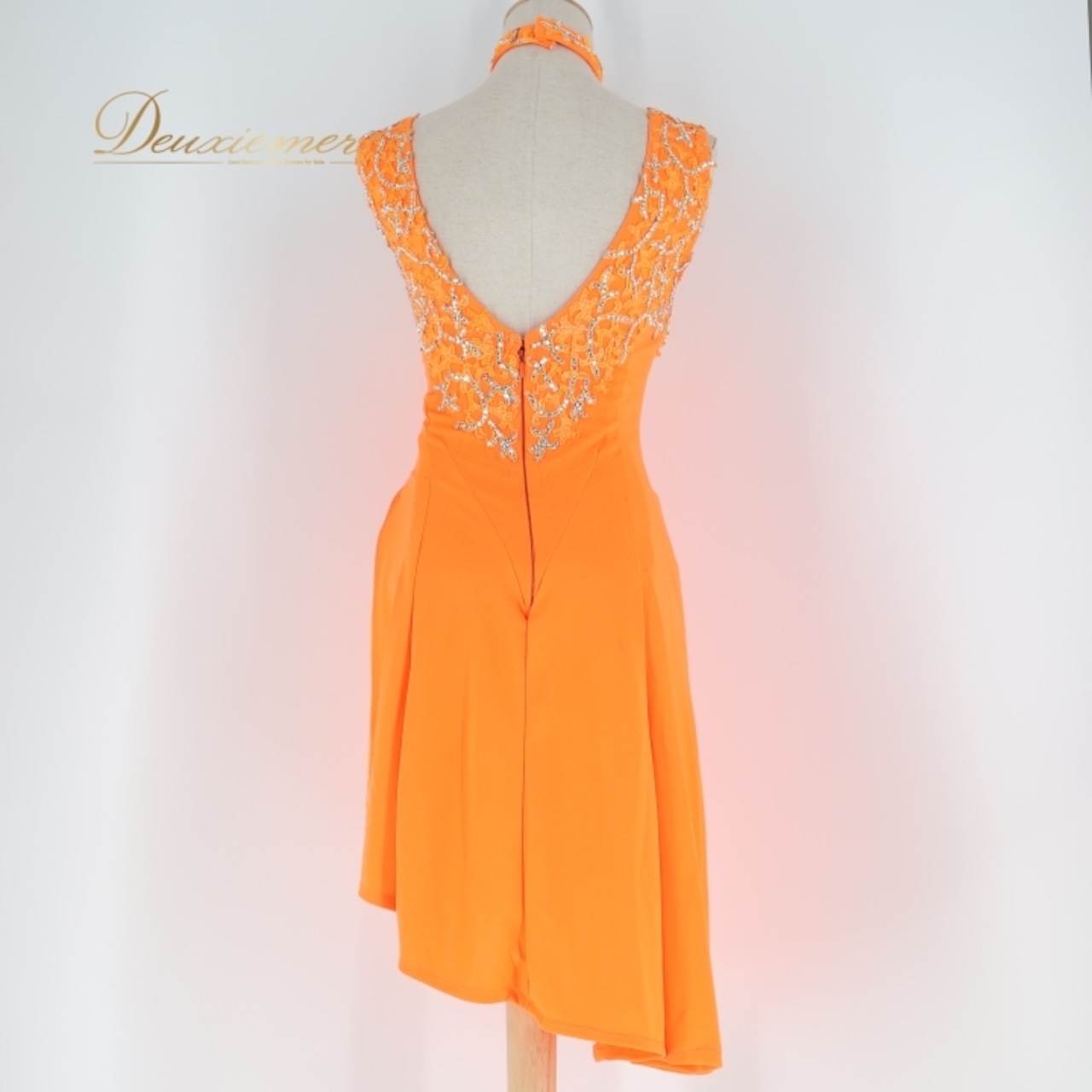 社交ダンス 衣装 ラテン ドレス ワンピース 蛍光 オレンジ フリンジ 鮮やか デモ 競技 ダンス パーティドレス パーティ 発表会 伸縮 ストレッチ オレンジ系 フリンジドレス 衣装パーティ 踊り用衣装 ラテン競技用 デモンストレーション用 ダンス用ドレス コスチューム