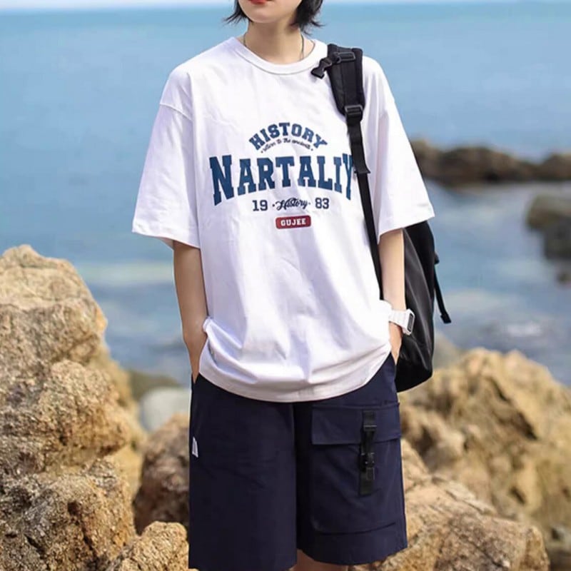 Letter print short sleeve T-shirt A0125