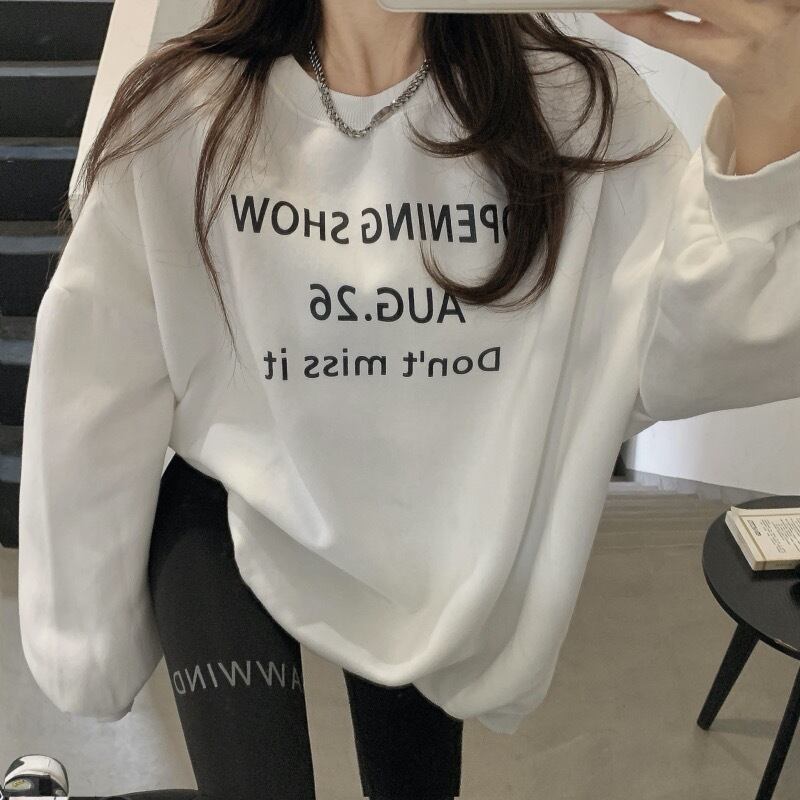 【新作】【送料無料】 ゆったりとしたカートゥーンレタークルーネックスウェットシャツ 0372837053193