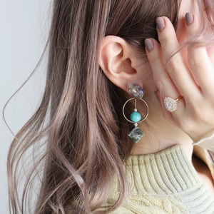 PIERCINGS || 【通常商品】 MARBLE ROCK AND TURQUOISE PIERCINGS || 1 PIERCINGS || BLUE×TURQUOISE || FBA054