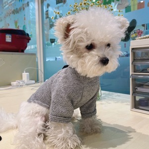 【PET】灰色系シンプルなリボンTシャツ