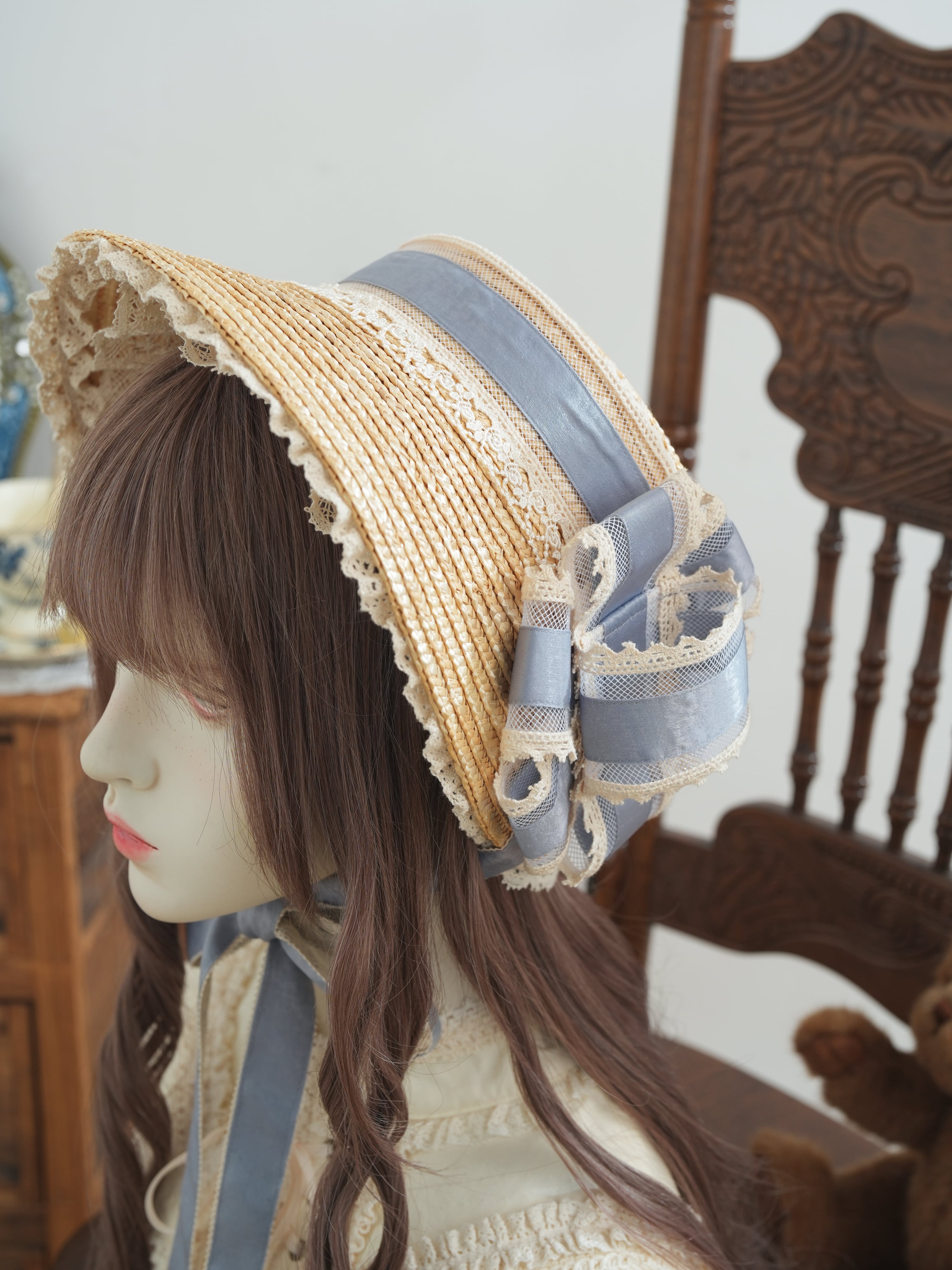 木陰のほほえみ 麦わらリボンボンネット | HoshibakoWorks