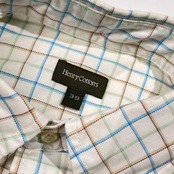 新品 タグ付き Henry Cotton's ヘンリーコットンズ チェック柄 BD ボタンダウン 長袖シャツ 39/ホワイト系 メンズ ブルガリア製