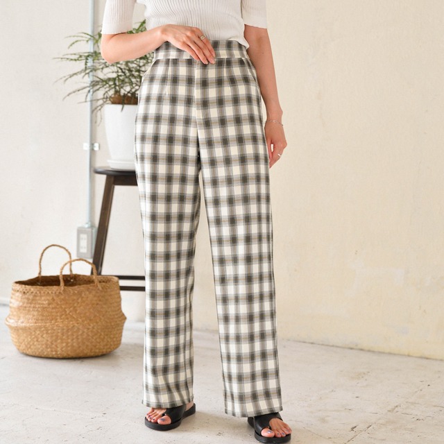 madras check pants 10087