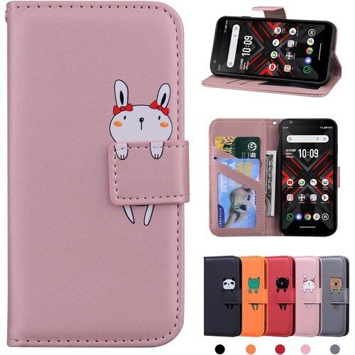TORQUE G06 KYG03 ケース 手帳型 携帯ケース お洒落 スマホケース カバー 耐衝撃 京セラ Kyocera TORQUE G06 手帳型カバー スマホケース 手作り 高級 PUレザー g06 torque ケース かわいい 動物柄 kyg03 ケース 手帳型 お洒落 case カバー 横置きスタンド機能 内蔵マグネット 軽量 耐摩擦 防塵 軽量 5.4インチ ピンクのバニー 2205