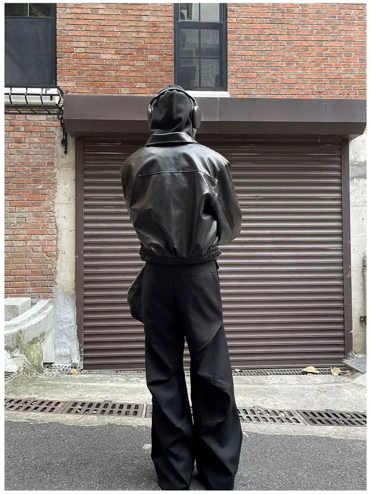 クロップドフェイクレザージャケット(gr43)