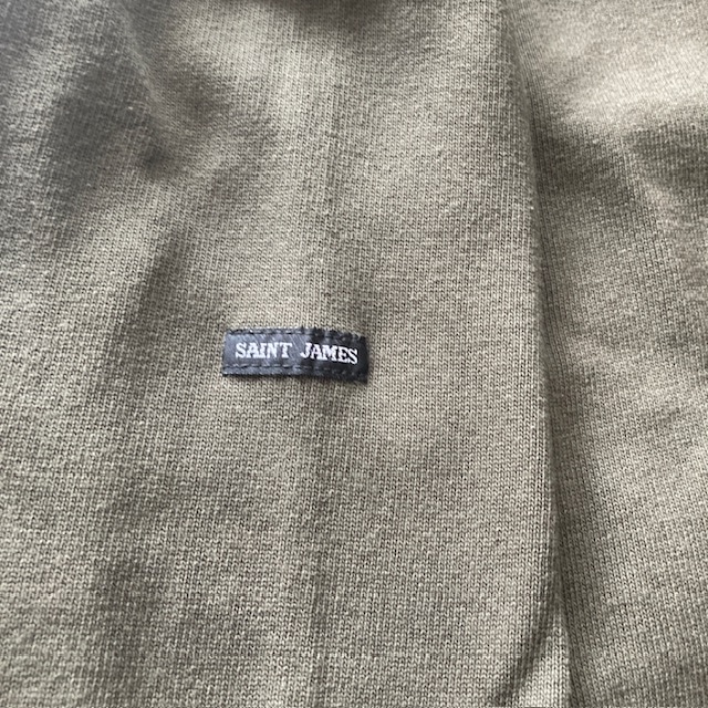 SAINT JAMES セントジェームス ウエッソン バスクシャツ ボートネック 無地 フランス製 カーキ 古着 M〜L 画像7