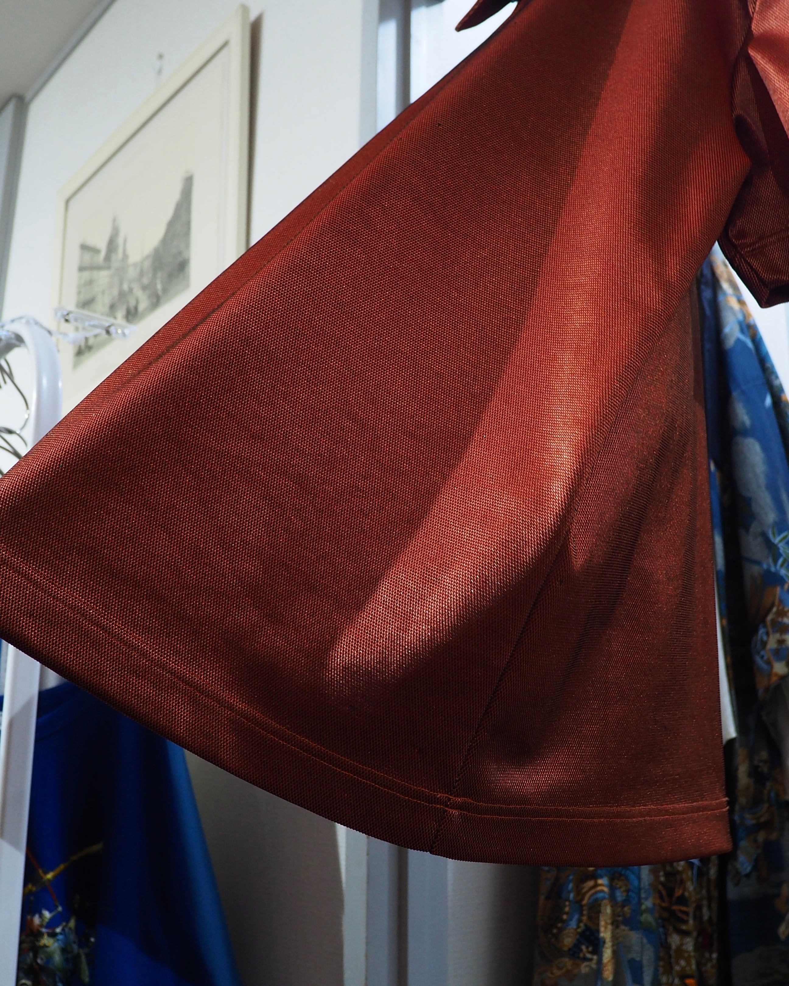 1990s " Paul Smith " Glossy Blood Orange color vintage Half zip SS Polo shirt