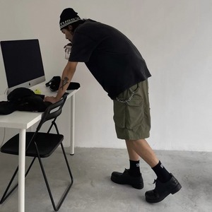 Knee-length cargo short pants 0641