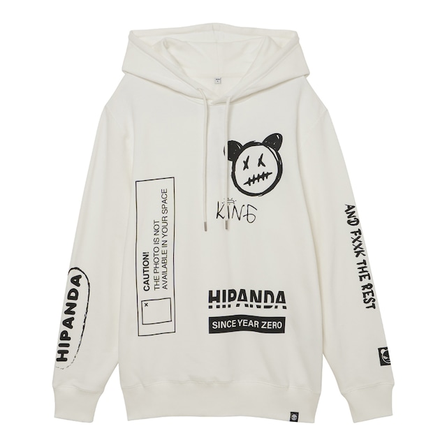 送料無料【HIPANDA ハイパンダ】メンズ フーディー スウェット MEN'S GRAFFITI PRINT HOODIE SWEAT SHIRT / WHITE