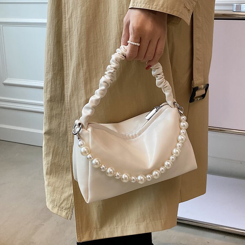 サマーパール 夏物 真珠 ハンドバッグ メッセンジャーバッグ 手作りハンドバック14075376594