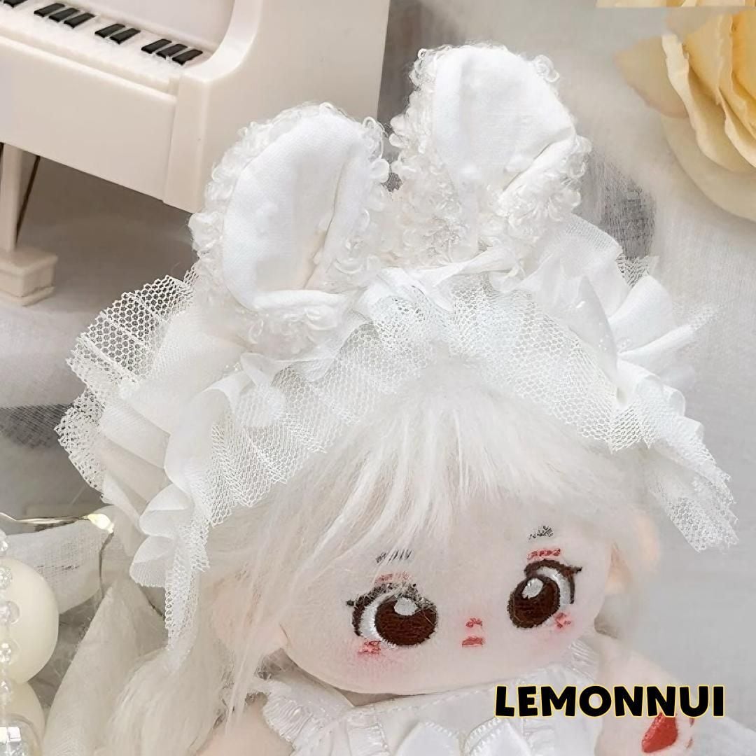 10cm 着せ替え ぬいぐるみ服 白ドレス ちびぬい 耳付き ぬい活 推し活